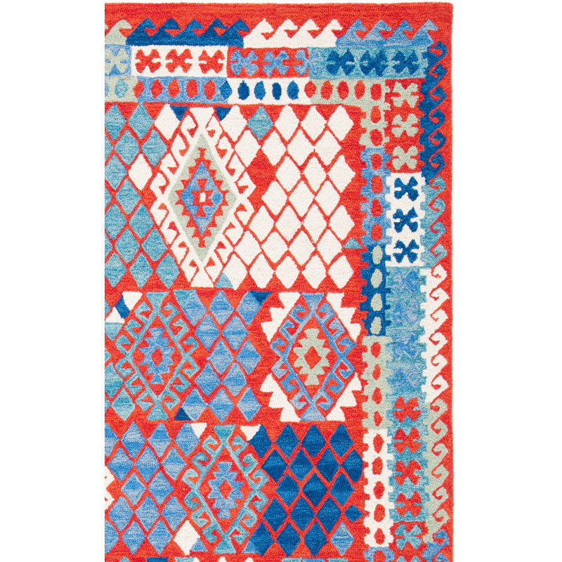 Tapis rouge / bleu Horwich 412, Rectangulaire 3 pi x 5 pi