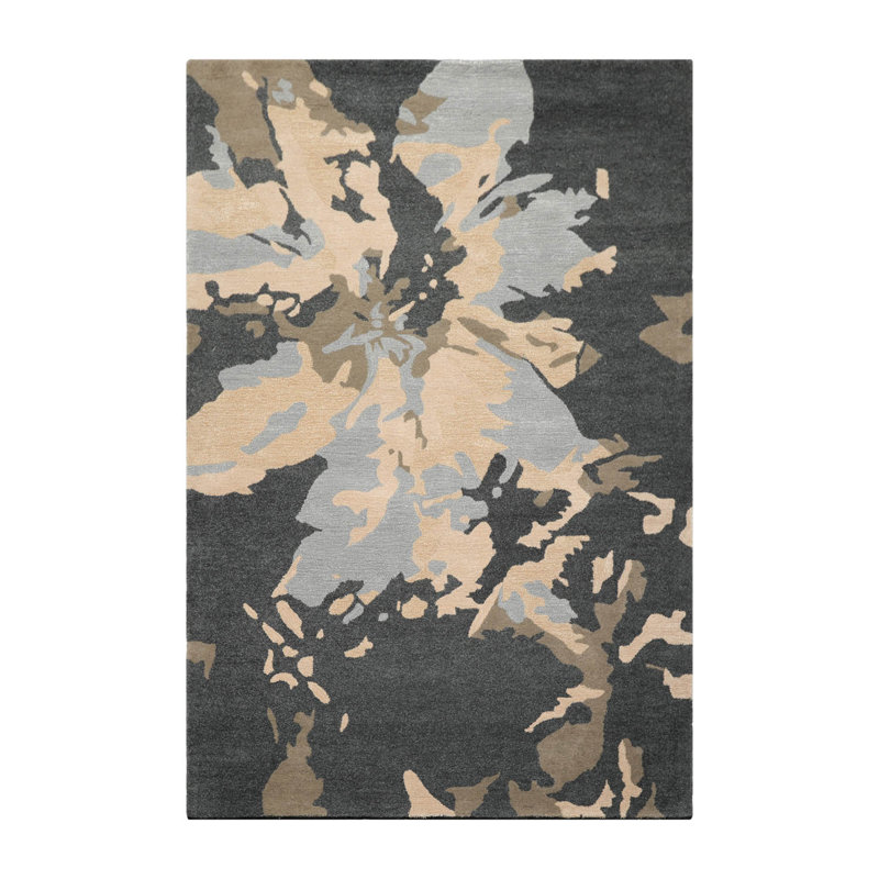 Hand Tufted Wool Multi Size Slate Gray Modern Oriental Area Rug, Rectangle 6' x 9'