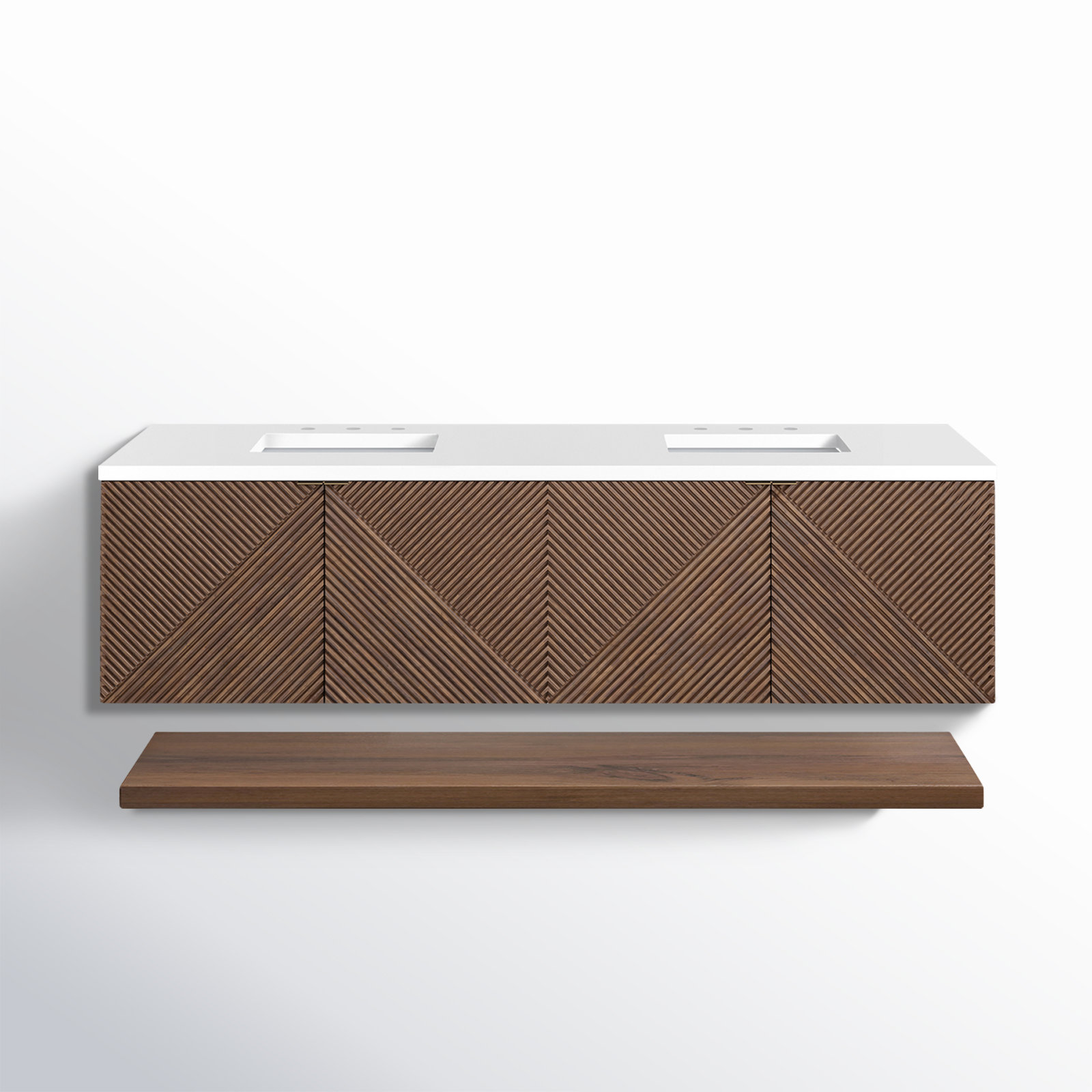 Marcello 72'' Double Bathroom Vanity, White Zeus, 8" Widespread
