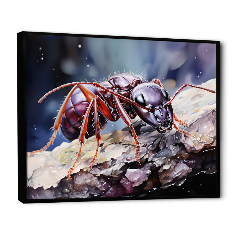 «Enchanted Microcosm Amethyst Ant» sur toile, Cadre flottant noir, H 24 po x l 32 po x P 1 po