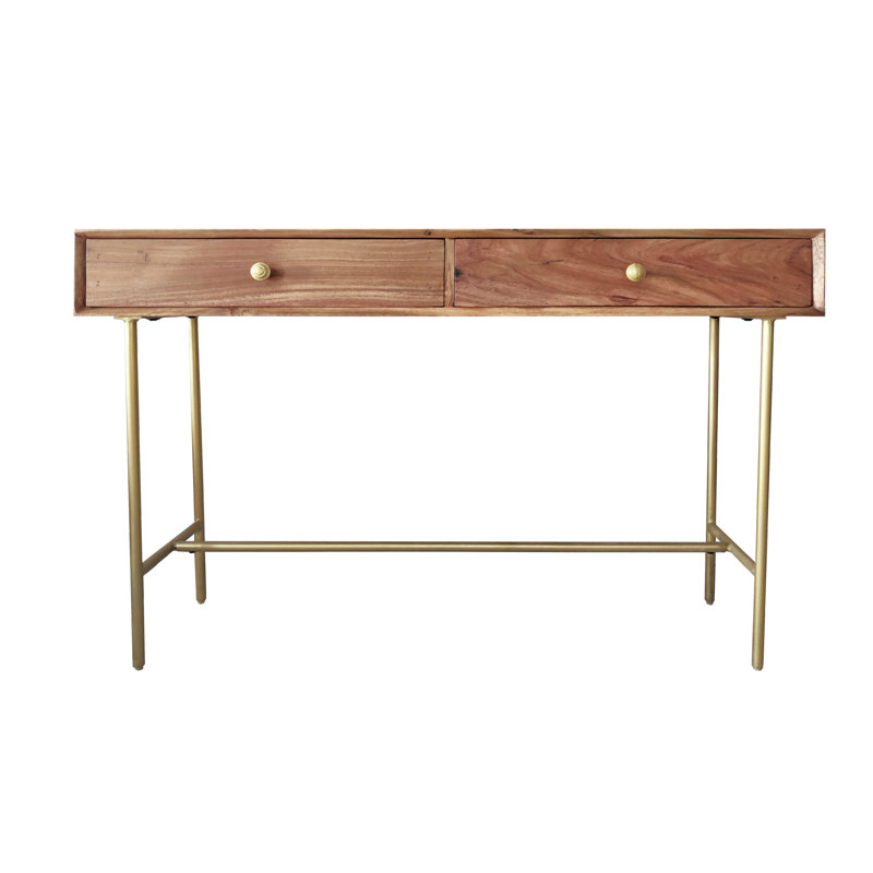 Carena 120cm Solid Wood Console Table, Brown, Gold
