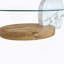 Table basse contemporaine à double couche artistique - marbre blanc et collage de grain de bois, plusieurs couleurs disponibles. Autocollant de panneau de densité, verre renforcé,