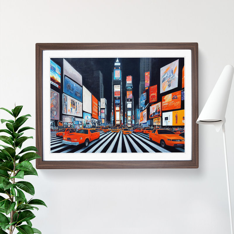 Times Square Vol.2 - Framed Print, 46cm H x 64cm W x 2cm D, Walnut Framed