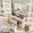 Vanity Desk with Mirror & Power Outlets Dressing Table with 3 Color lighting
