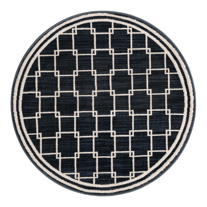 Jill Zarin Metropolitan Uptown Rug Navy Blue, Round 3'1"