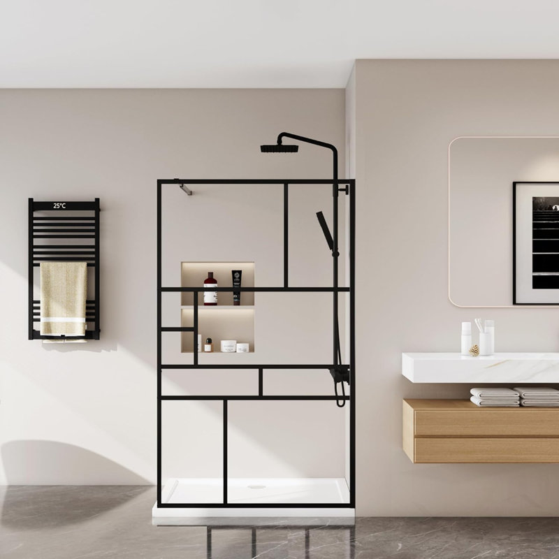 Porte de douche à l'italienne avec finition et grille pour salles de bain modernes