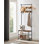 Hall Tree 25.2" Wide with Bench and Shoe Storage, Entryway Bench with Coat Rack Stand, 9 Movable Hooks, Top Bar