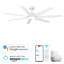 Ventilateur de plafond intelligent 65 po moderne avec lumière, 7 pales en ABS durables-330736366-330736369