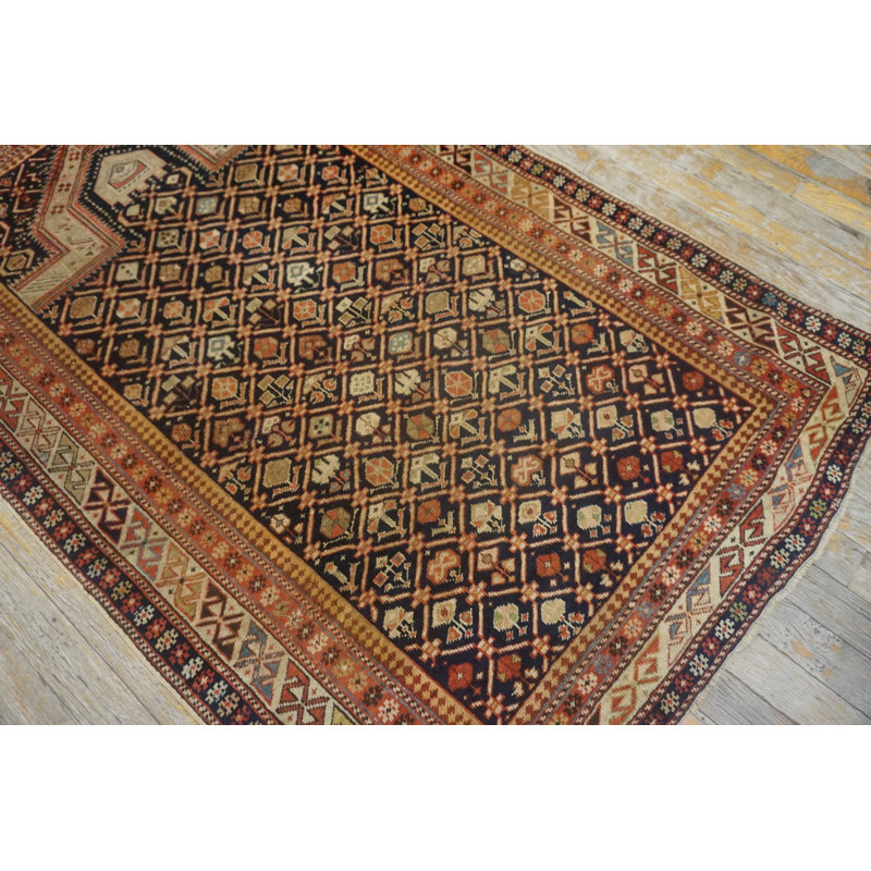 Geometric Late 19th Century Antique Caucasian Shirvan Islamic Prayer Design Rug