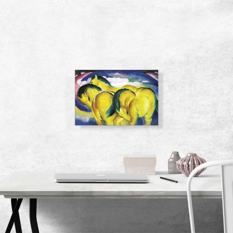 «Little Yellow Horses 1912» par Franz Marc, reproduction d'art sur toile tendue, H 12 po x l 18 po x P 0,75 po