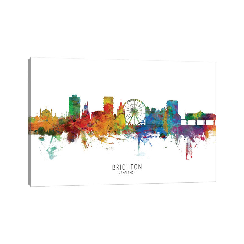 Brighton England Skyline by Michael Tompsett - Wrapped Canvas Painting, 101.6 cm H x 66.04 cm W x 1.91 cm D