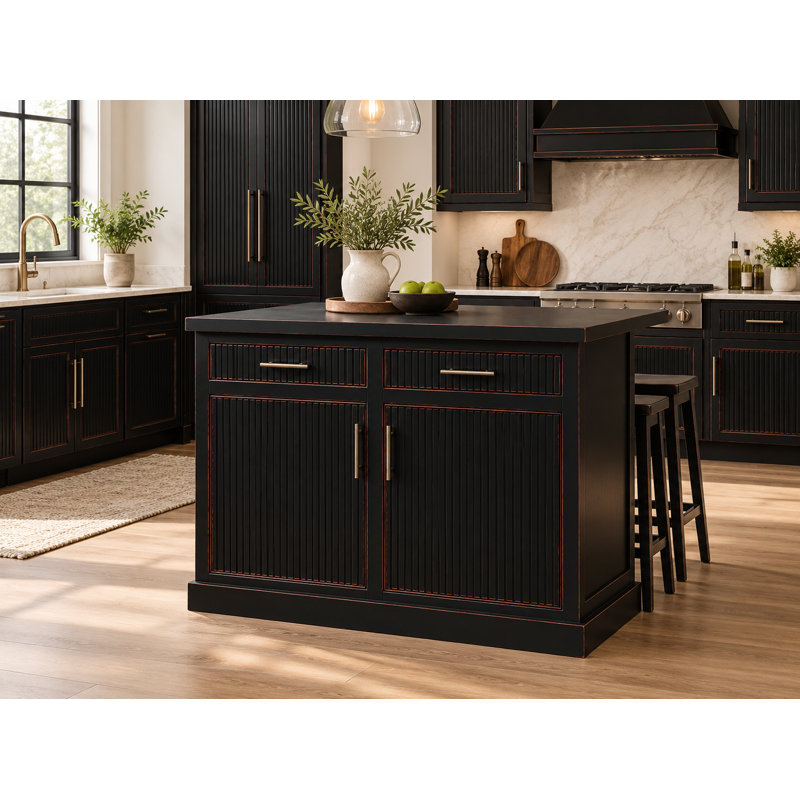 Îlot de cuisine Poplar Millwork en noir brûlé européen, Noir brûlé européen