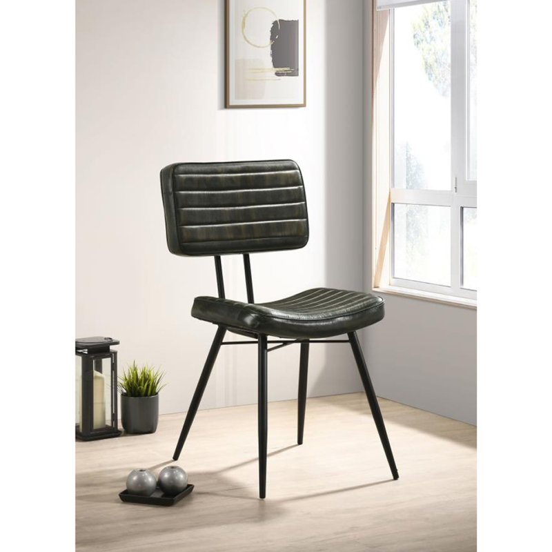 Ensemble de 2 chaises de salle à manger rembourrées en cuir, espresso et noir