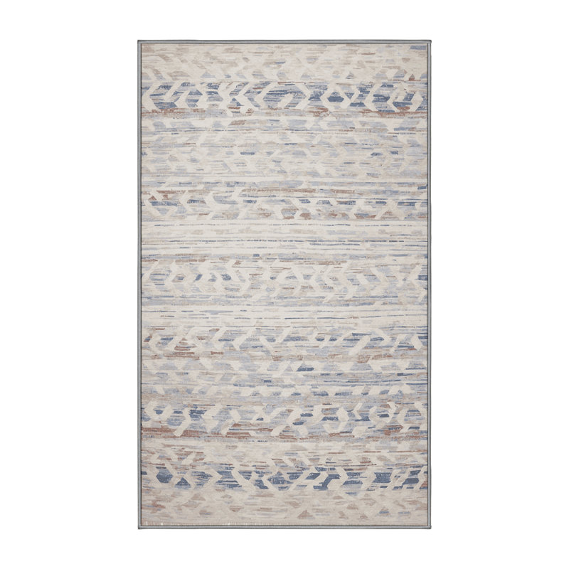 Machine Washable Gray Area Rug, Rectangle 5' x 7'