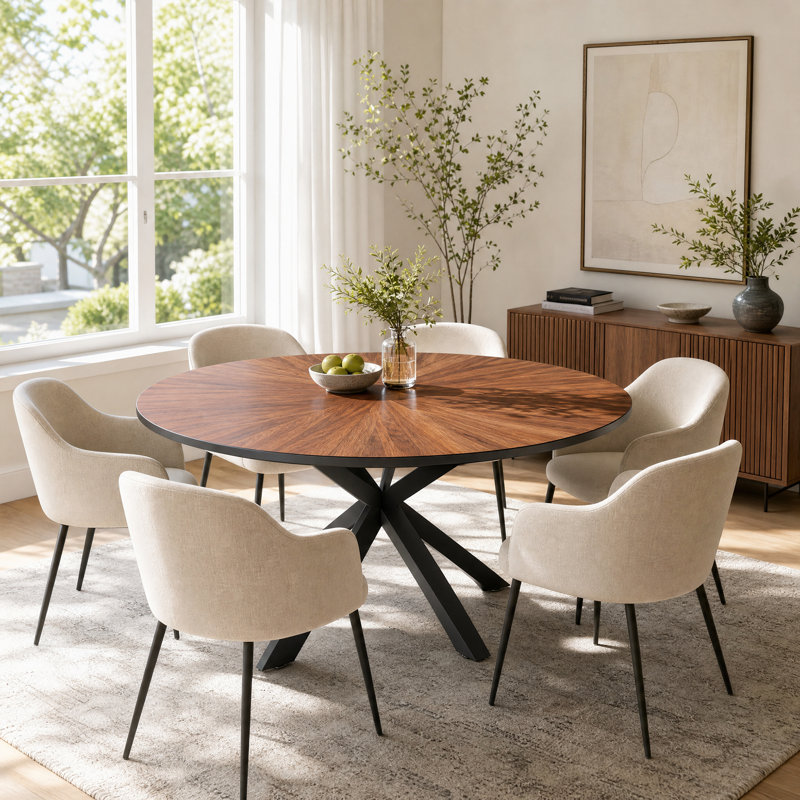 Cette table de salle à manger moderne combine un plateau de table en panneau de fibres à densité moyenne durable avec une structure en métal robuste, offrant un équilibre entre stabilité, style et prix abordable.