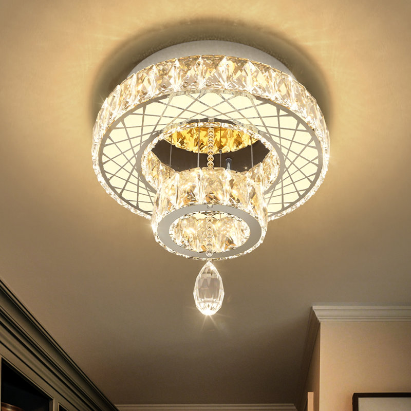 Lustre moderne en cristal à intensité variable, 12 in, Argent argent