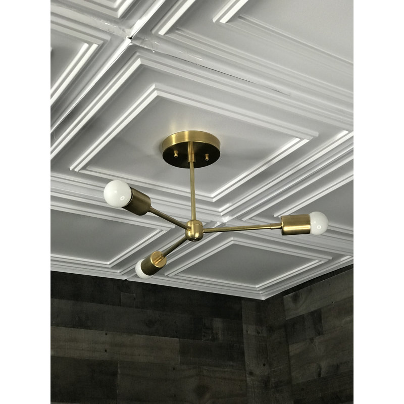Lustree shpere 3 lumières spoutnik Mazie, Laiton brut