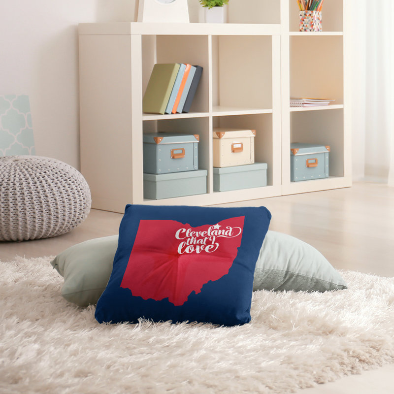 Coussin de plancher touffeté, Cleveland, 30 po x 30 po, Marine / Rouge