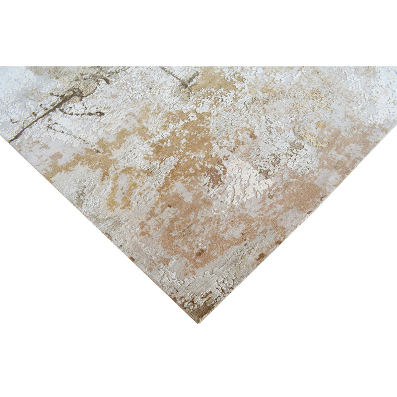 Abstract Area Rug in Beige And Brown, Rectangle 5' x 8'