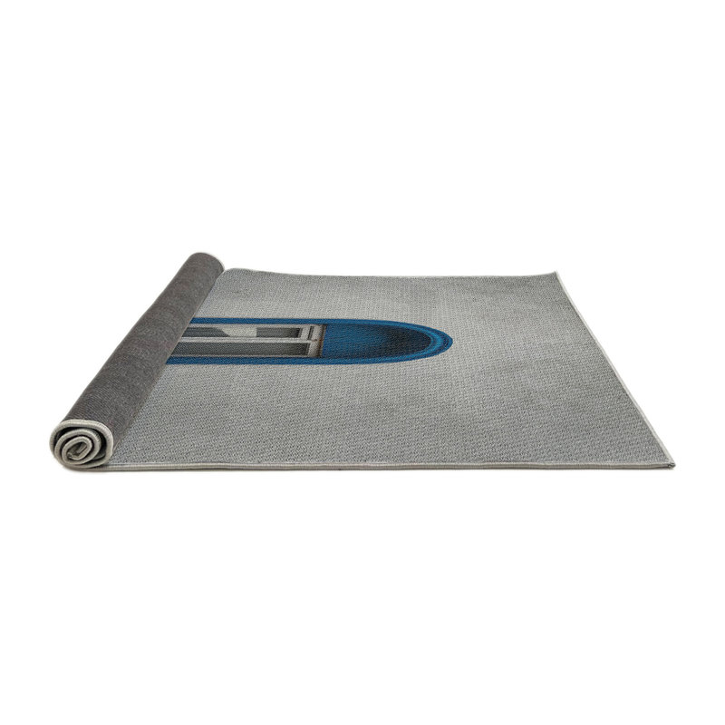 Tapis gris clair / bleu Power Loom, Rond 5 pi