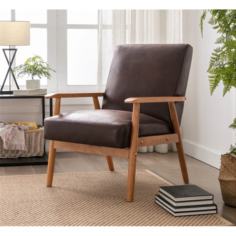 Fauteuil de l 25,375 po Beachwood, Microfibre brun foncé