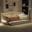 Lit de jour rembourré simple TG avec ceinture et gigogne à DEL, beige-2134464518