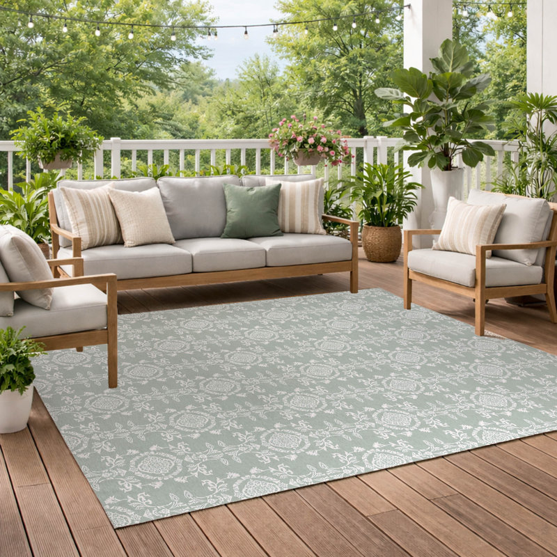 Jackie Soft Step Outdoor Area Rug, Sage, Rectangle 6' x 4'