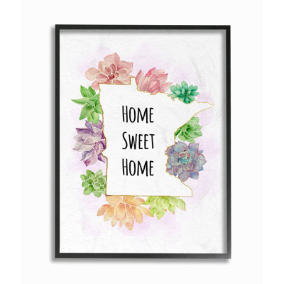 «Minnesota State Home Sweet Home Succulent Watercolor Vignette» par Ziwei Li, reproduction d'art