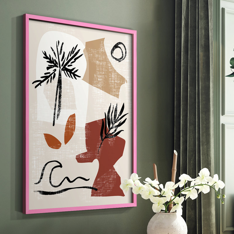 «Soft Palms III», reproduction encadrée - bois massif, Rose, H 10 po x l 8 po