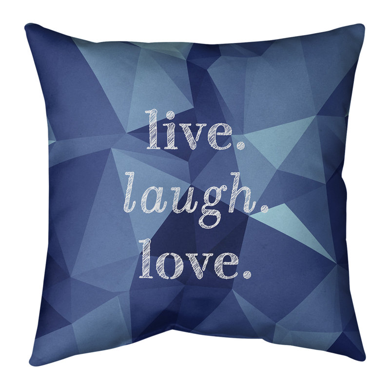 Housse de coussin en lin Faux Gemstone Live Laugh Love, 26 po x 26 po, Saphir