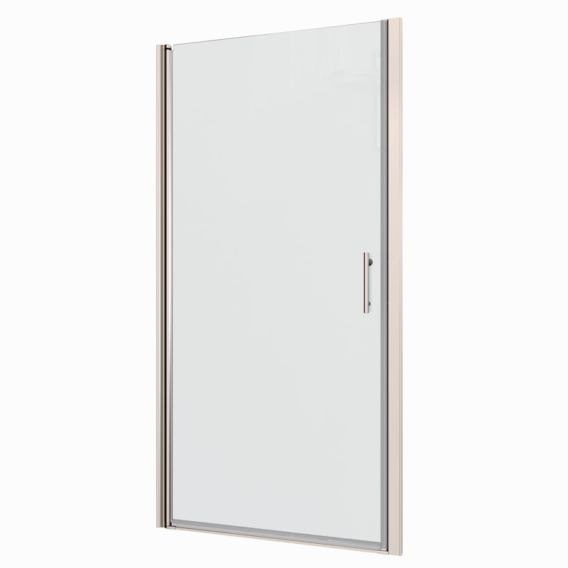 Polished Universal Pivot Shower Door With 1/4" Tempered Glass - 1 3/8" Adjustable, #304 Stainless Steel Handle, , Wall Channel, Easy Install, Leakage, Smooth Pivot, 36000 Times Test, 28-29 Cover