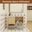 Meuble-lavabo de coin flottant 36 po avec lavabo en gel enduit de résine intégré, finition de meuble-lavabo mural en L, porte à fermeture en douceur et tablettes ouvertes, meuble-lavabo moderne peu encombrant (livré dans 2 boîtes)