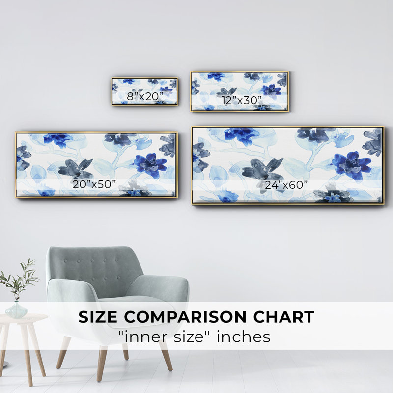 Blue Gossamer Garden - Toile avec cadre en V, H 20 po x l 50 po