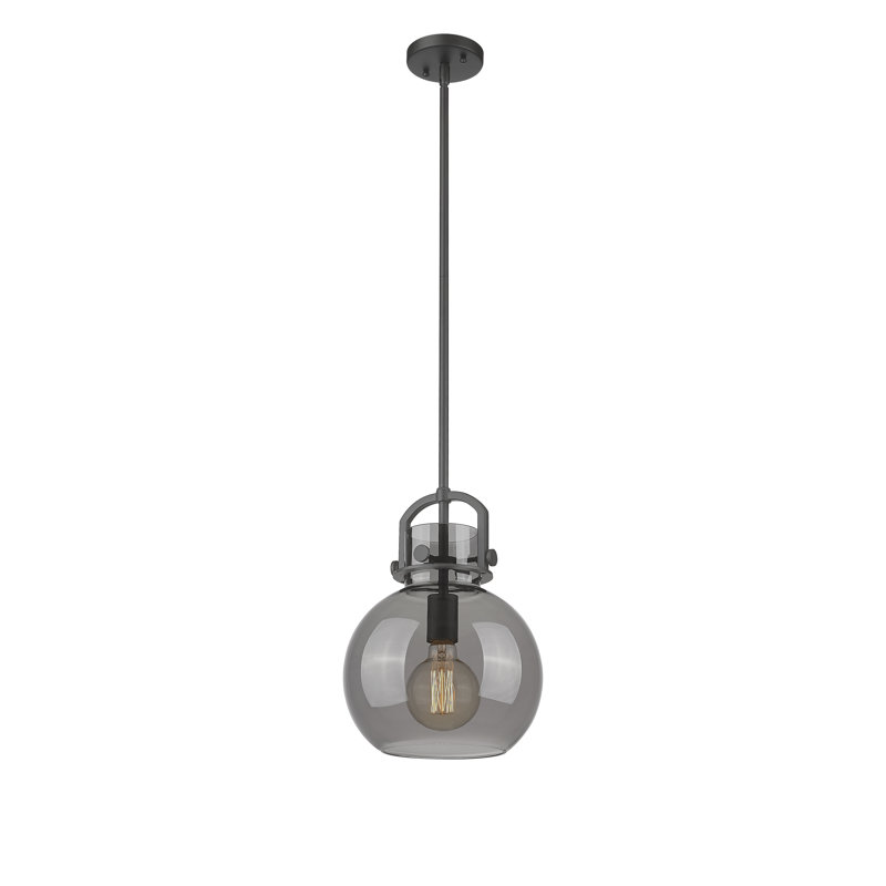 Luminaire suspendu à 1 tige Sligo, Plaqué couleur fumée, Noir mat, H 13,38 po x l 10 po x P 10 po
