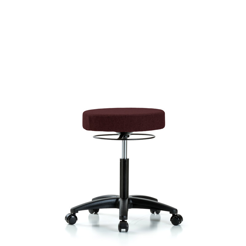 Bartholomew Adjustable Height Lab Stool with, Casters, Burgundy