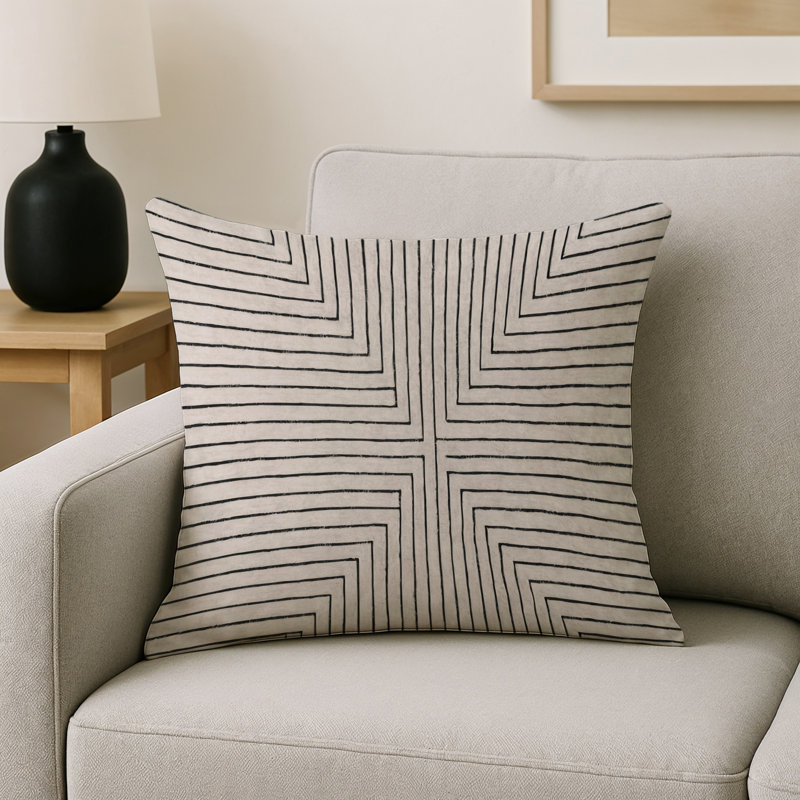 Coussin décoratif intérieur et extérieur Modern, Carré 16 po, Rouille / beige / ivoire damassé