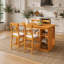 Ensemble de salle à manger de style campagnard 5 pièces avec table en bois massif de 152 cm L x 76 cm l, étagères de rangement à 3 niveaux et 4 chaises rembourrées-1185200501-1185200504