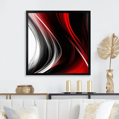 Red Black Infinite Ripples II - Abstract Modern Waves Wall Art