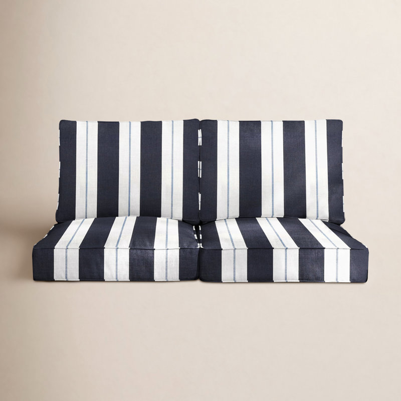 Coussin de siège / dossier Sunbrella Deana, Sunbrella® à rayures bleu marine, L 23 po x P 23,5 po
