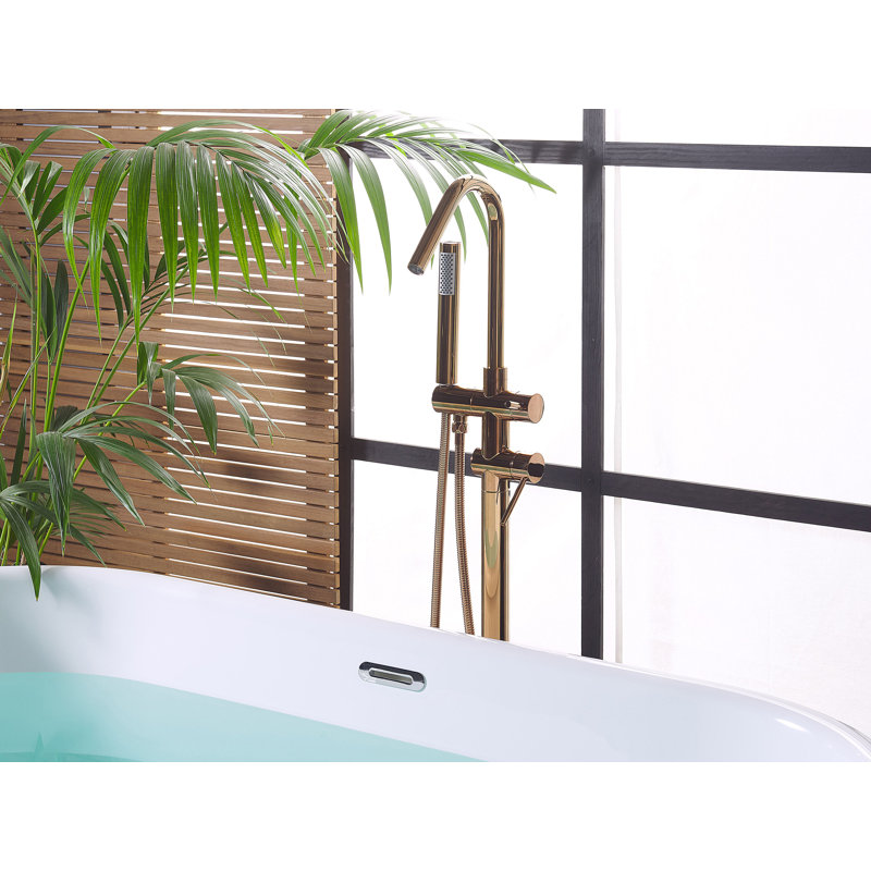 Tanesha 1 Handle Floor Bath Filler with Diverter, Copper