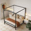 Lit à baldaquin avec tête de lit tapissier haute, structure en métal robuste et design élégant-509258056-509258038