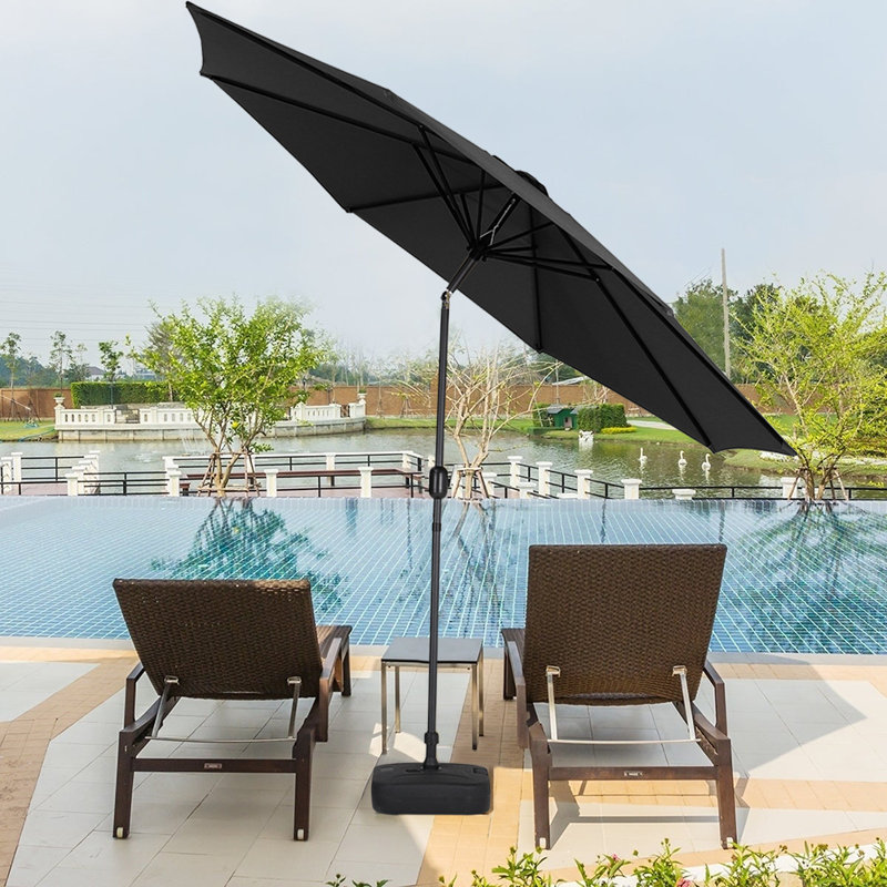 Aaroon 300cm Tilt Market Parasol, Black