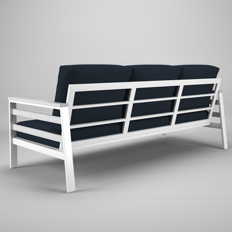 Townsend Metal Outdoor Sofa With Sunbrella Cushion, Canvas Navy