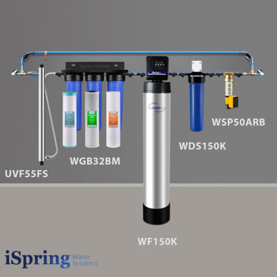 Solution d'eau de puits iSpring WSP50ARB WDS150K WF150K WGB32BM UVF55FS avec élimination du fer et du manganèse en 3 étapes