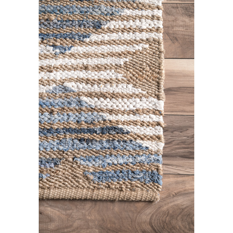 Tapis ivoire en jute / sisal / coton tressé à la main de style sud-Ouest Fendley, Tapis de couloir 2 pi 6 po x 6 pi
