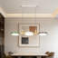 Luminaire suspendu moderne à 3 lumières, structure en bois et en fer avec abat-jour en acrylique vert, blanc et gris, avec lumière DEL tricolore