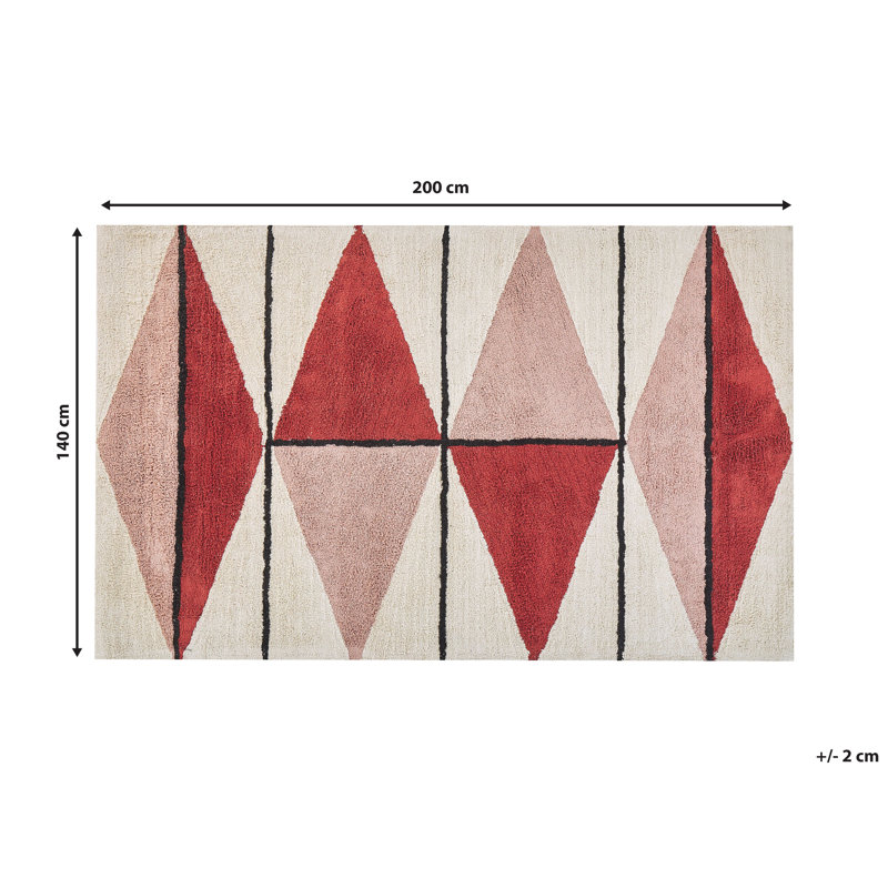 Kylemore Geometric Cotton Area Rug, Rectangle 140cm x 200cm
