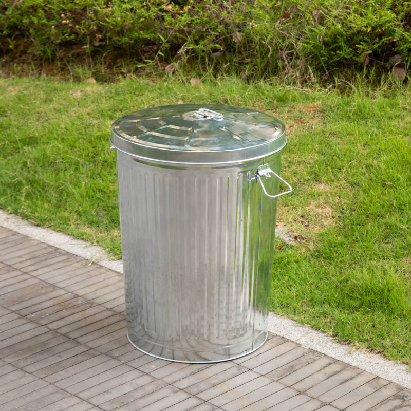 20-Gallon Green Galvanized Steel Round Trash Can with Lid 20-Gallon Green Galvanized Steel Round Trash Can with Lid