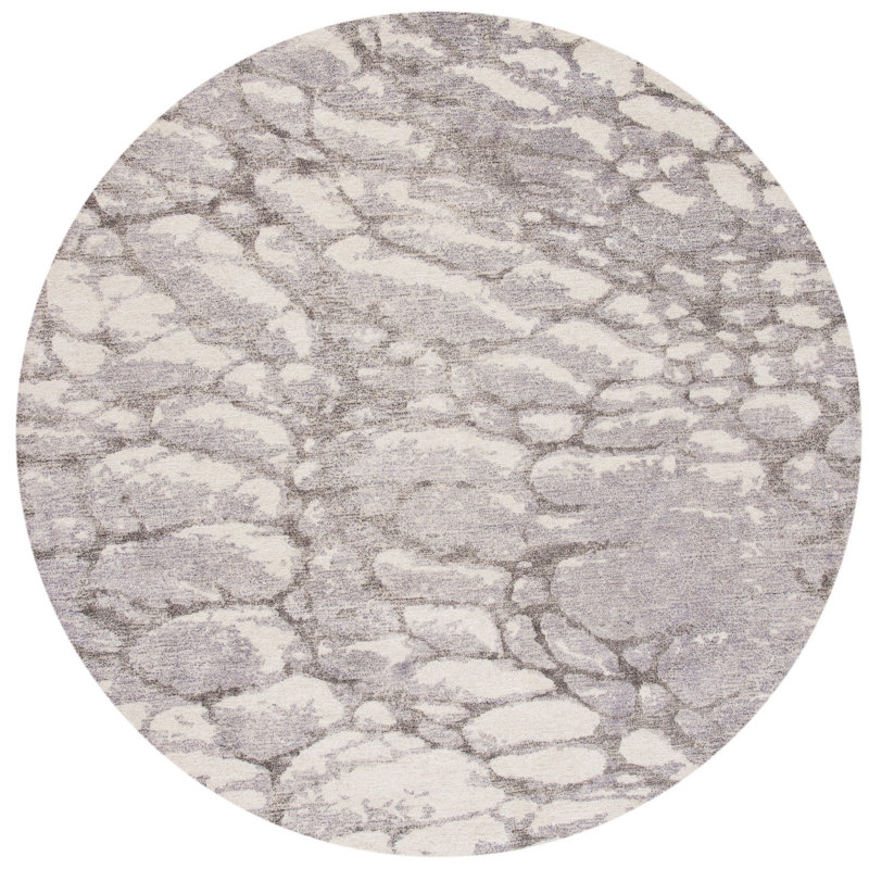 Layshia Hand Tufted Wool/Viscose Pile Abstract Rug in Gray, Round 6'