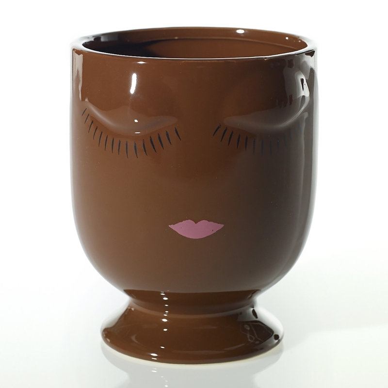 Pot intérieur / extérieur en céramique, H 6,75 po x l 6,75 po x P 5,5 po, Brun